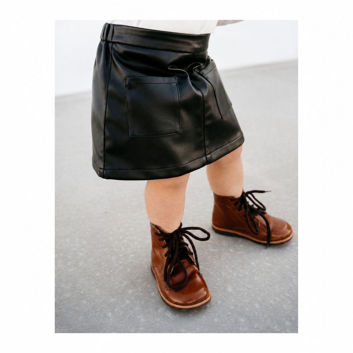 Kaitie Black Leather Skirt