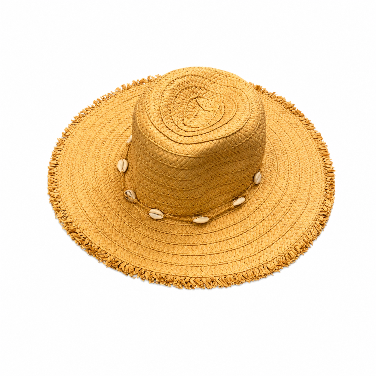 Shells Straw Hat قبعة لون بيج
