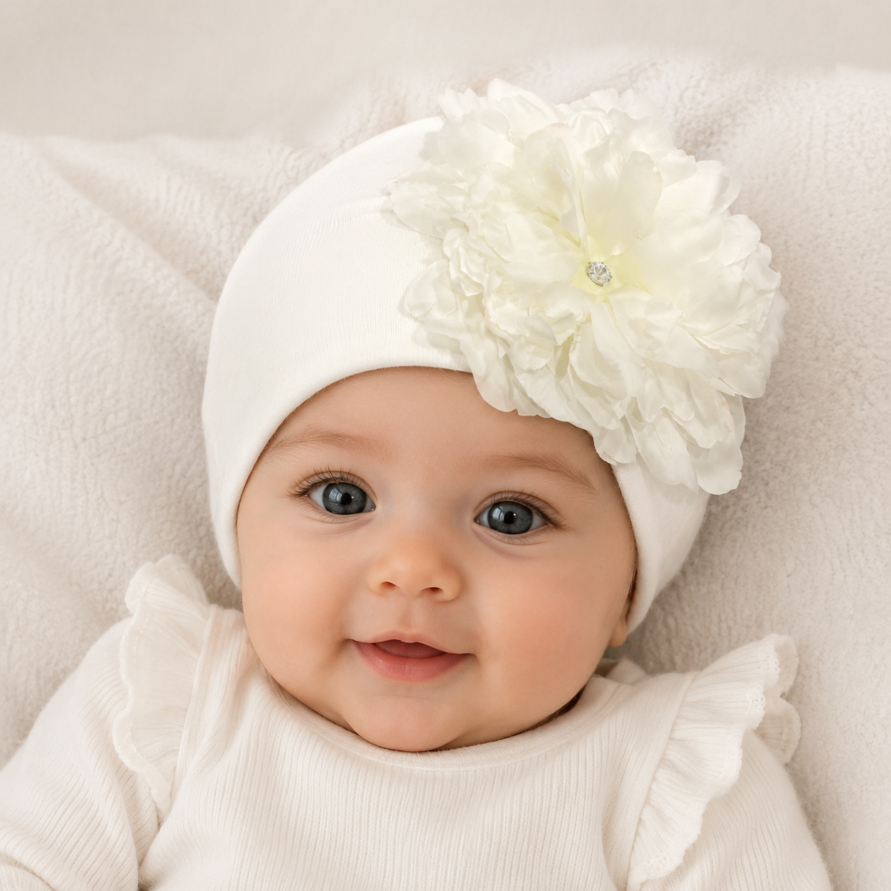 White Cotton With White Large Peony