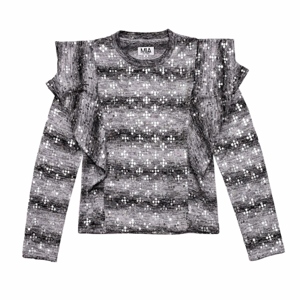 Ruffle Sweater Heather Gray بلوزه رمادية