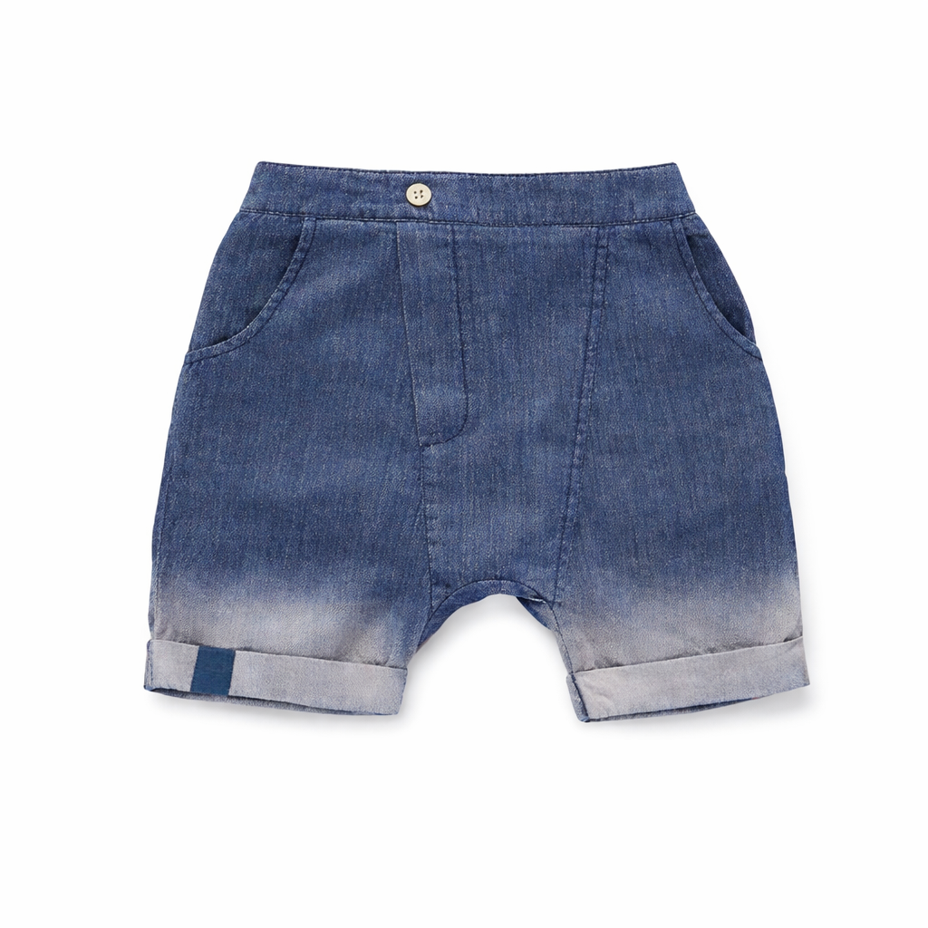 Blue Button Up Shirt & Short طقم أولاد