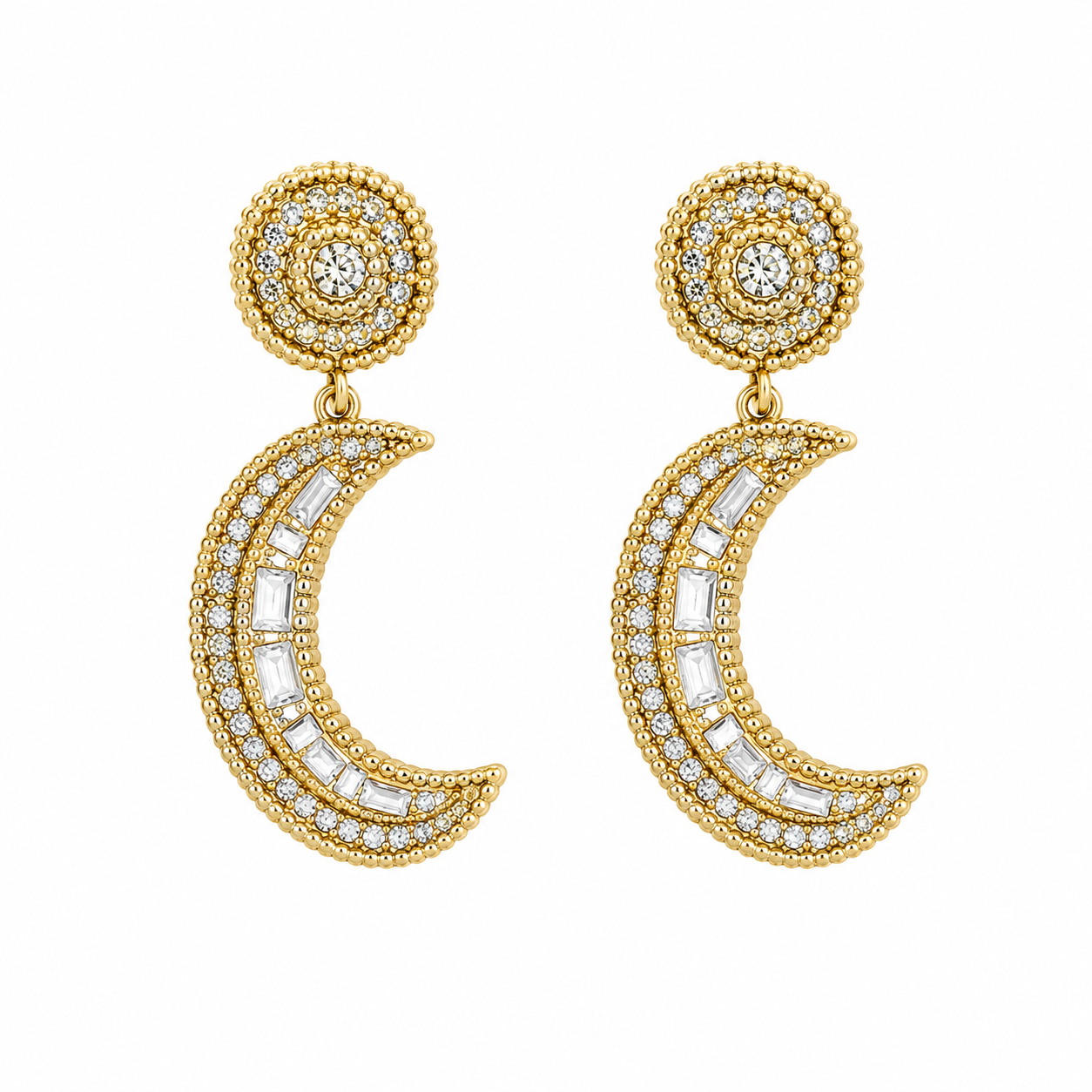 Gold Moon Earrings حلق لون ذهبي