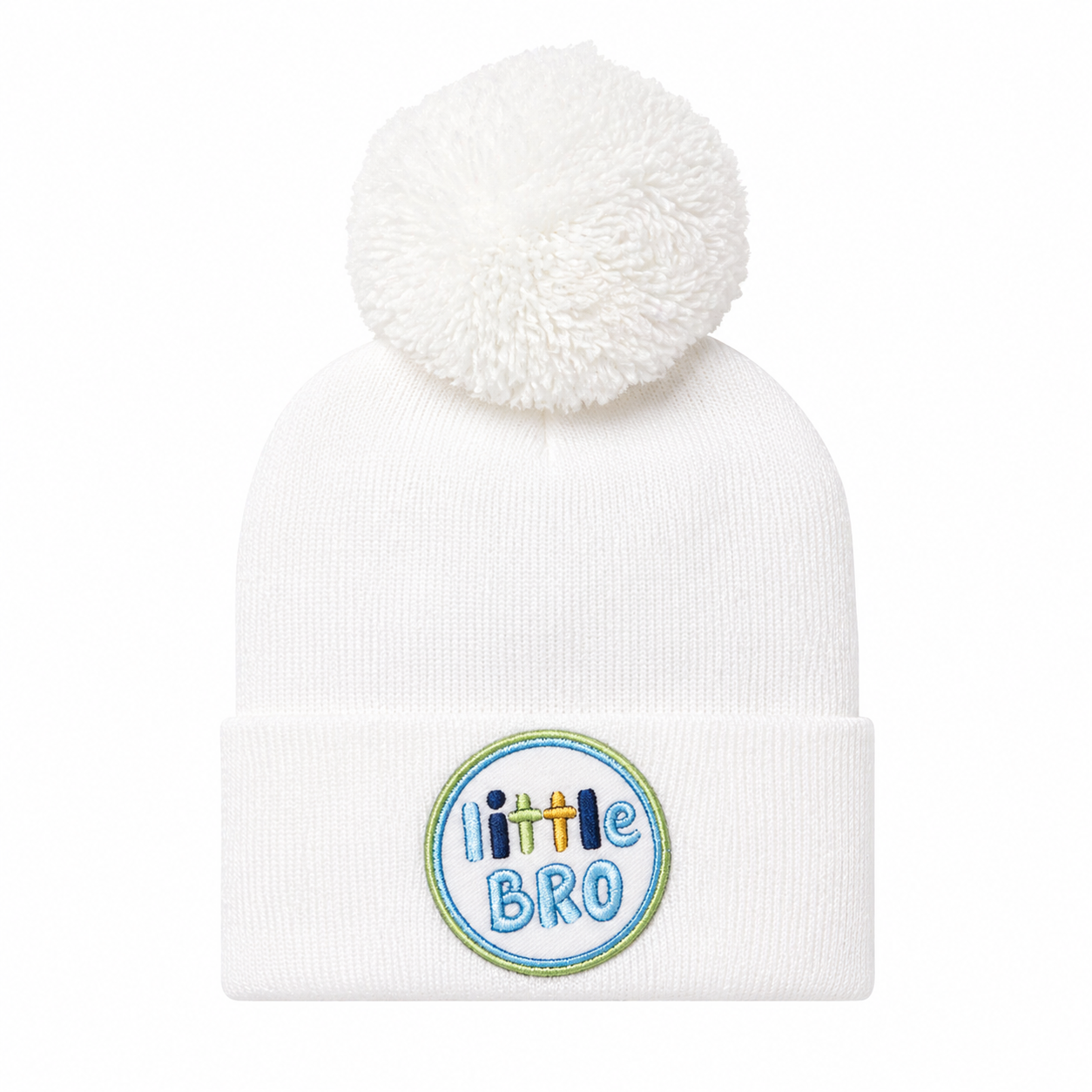 White Little Bro Pom Hat قبعة مواليد