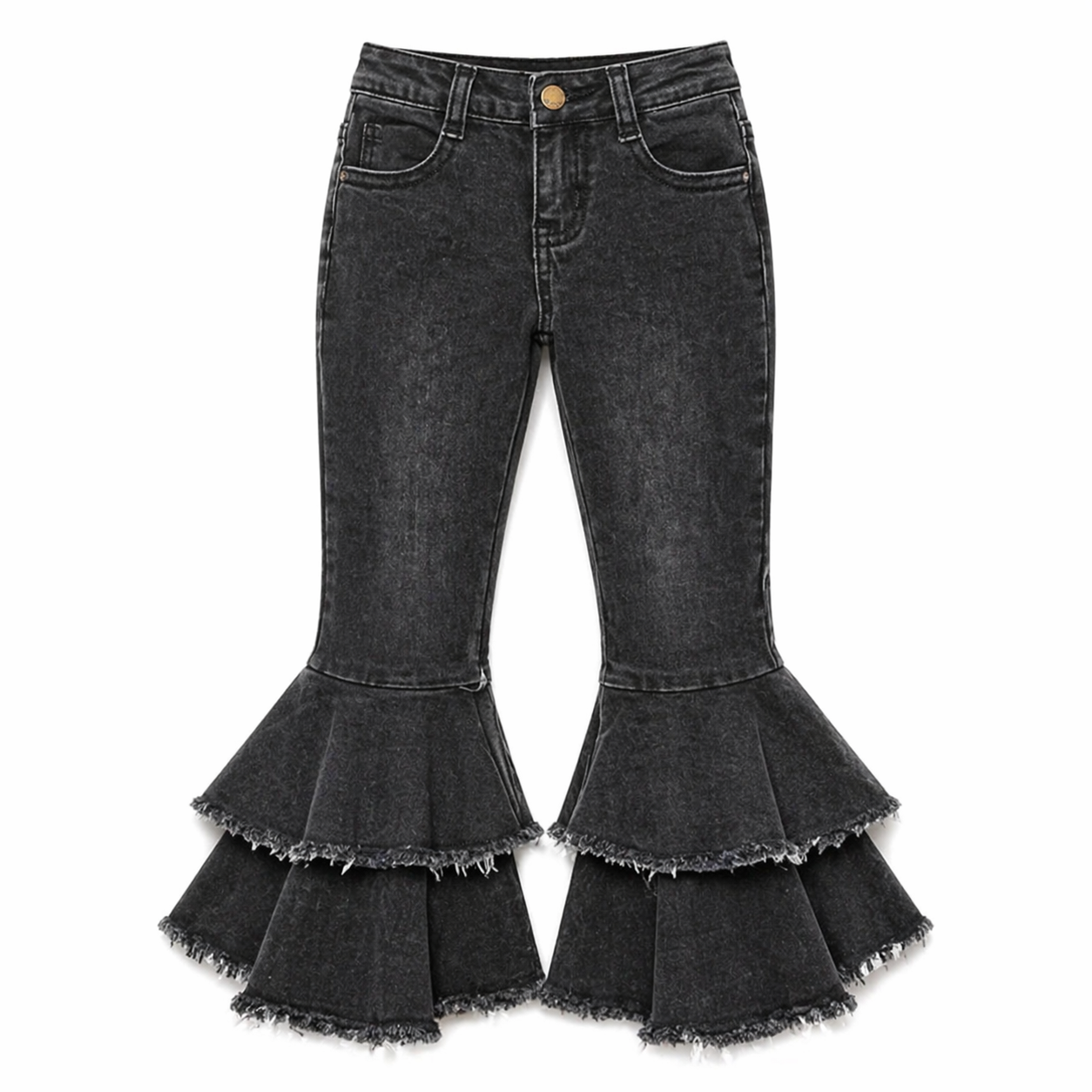 Ruffle End Dark Jeans جينز أسود