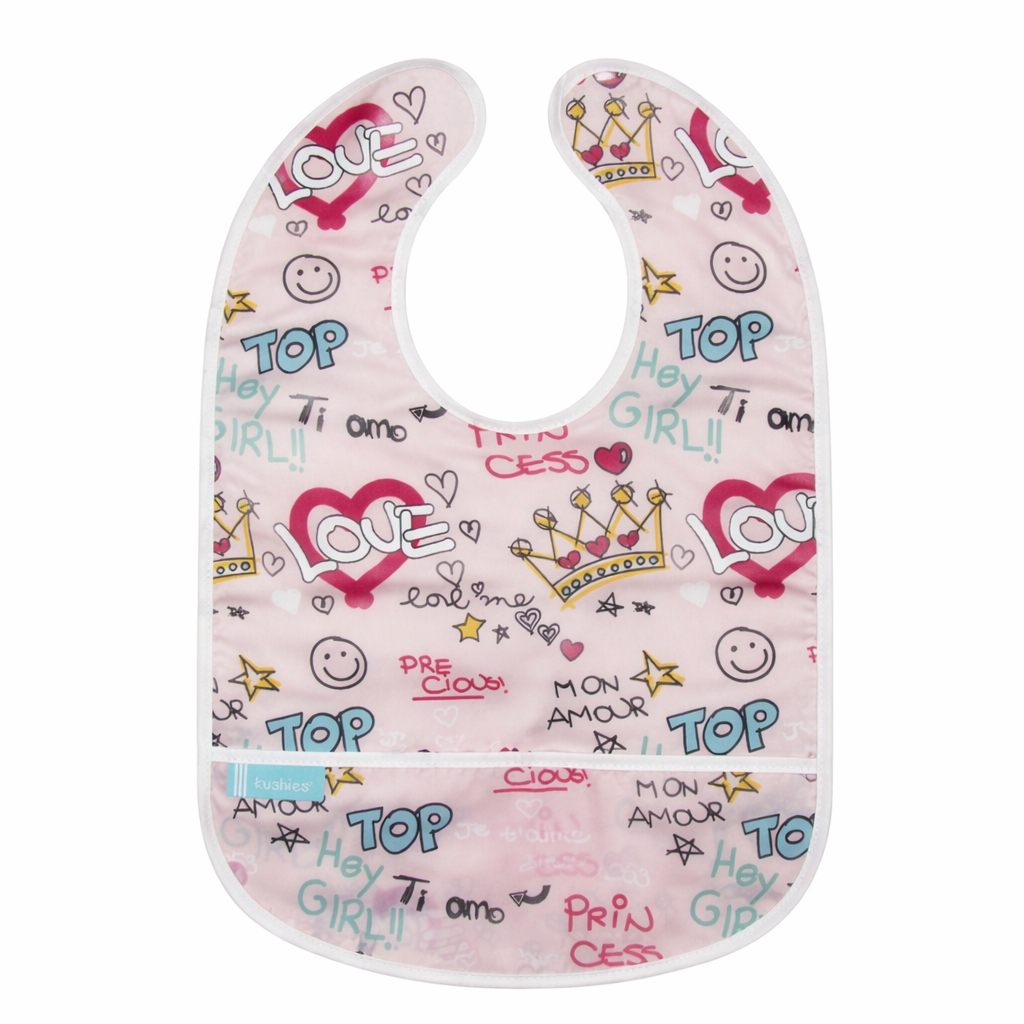 Pink Love Graffiti Bib مريلة نايلون