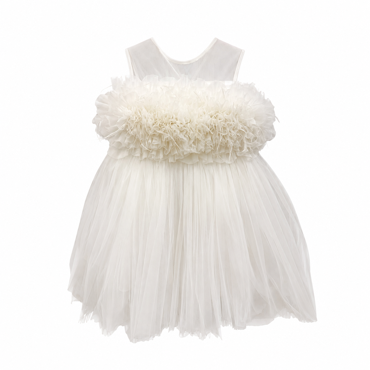 White Bloom Tulle Dress