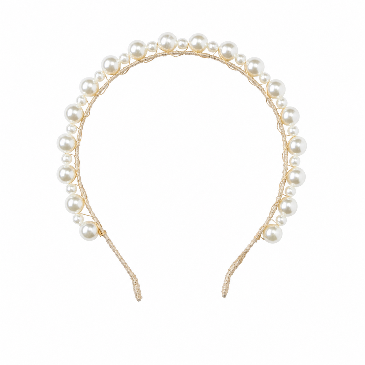 Uneven Pearls Headband gold/ Ivory تاج