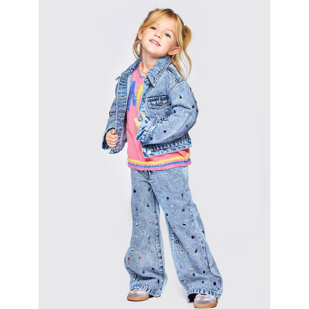 Denim Jacket W/ Stones & Jeans Set طقم جاكيت وبنطلون جينز