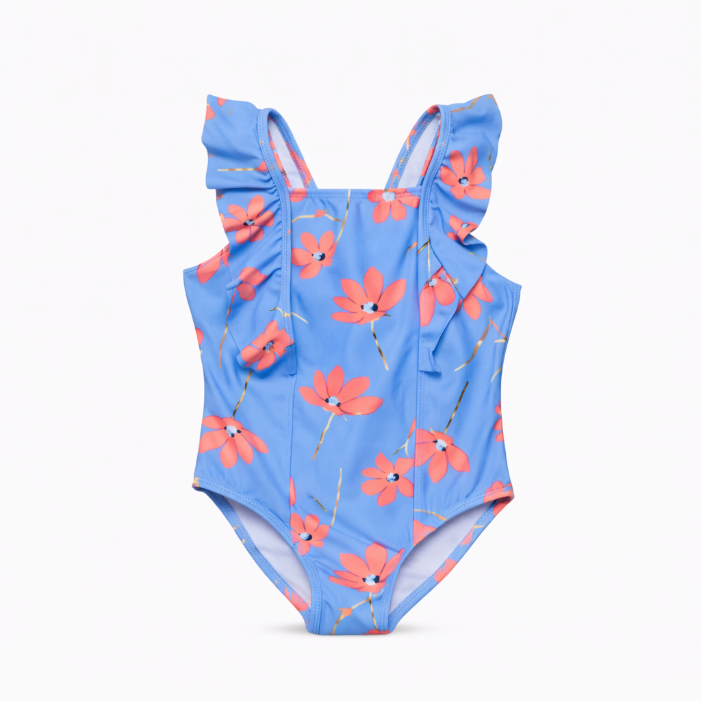Beach Bloom Ruffle Soulder Swimsuit ملابس سباحة