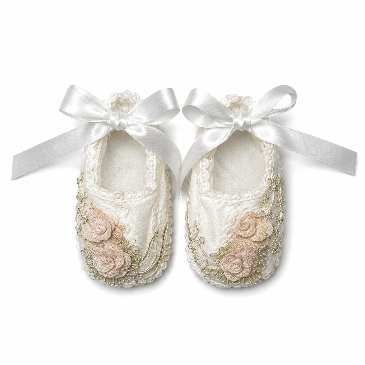 Ivory Gold Bootie Lace Shoes