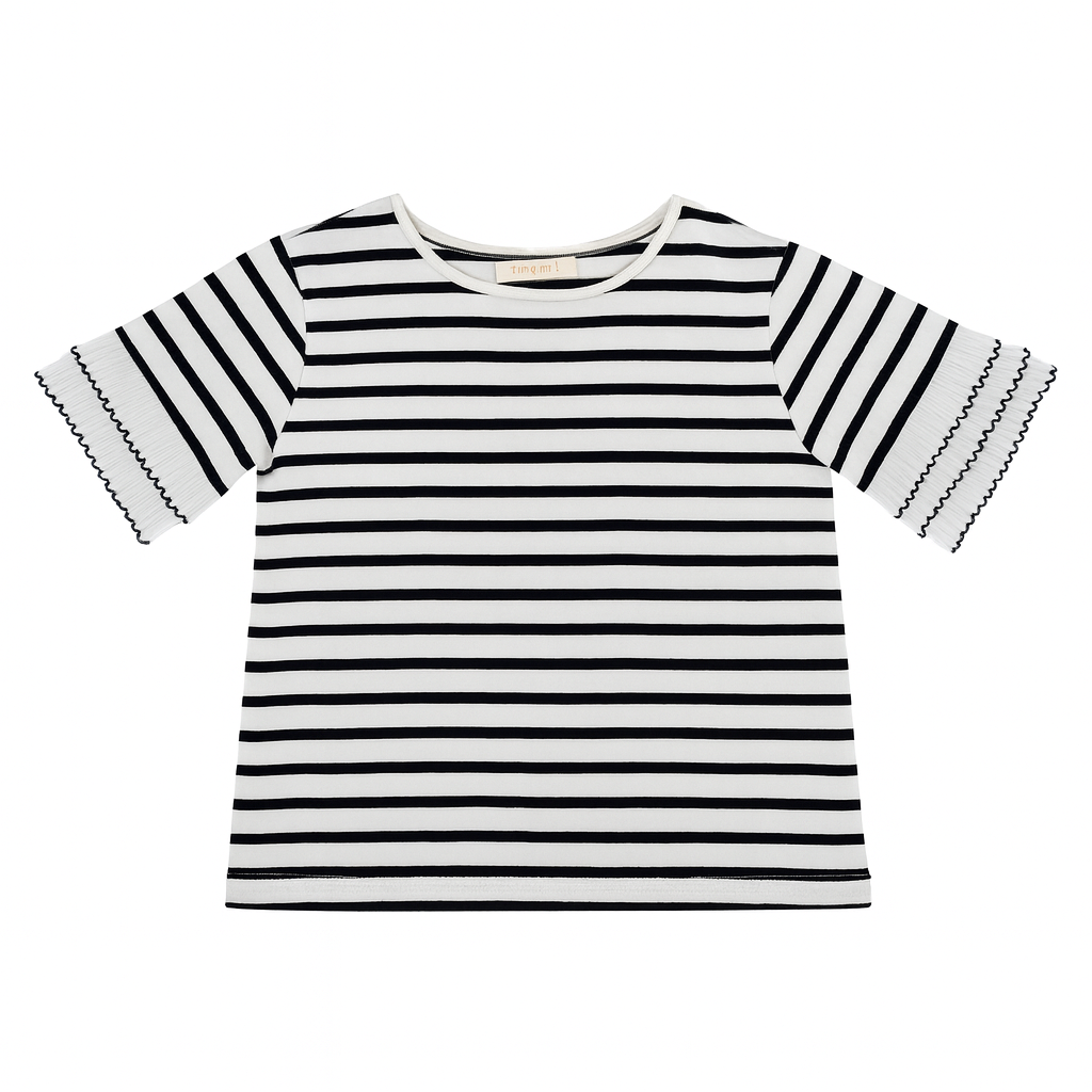 Bell Sleeve Stripe Top بلوزة لون آبيض و أسود