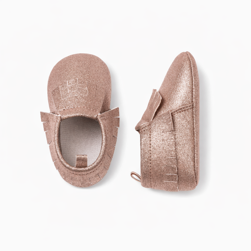 Metalic Fringe Shoes حذاء مواليد لون ميتاليك