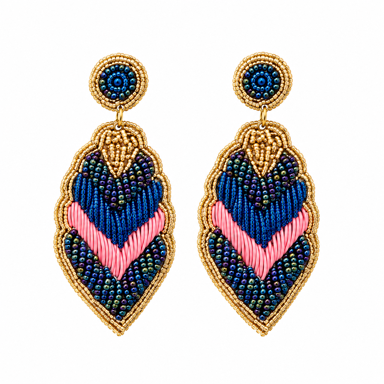 Louie Earrings حلق لون أزرق وذهبي