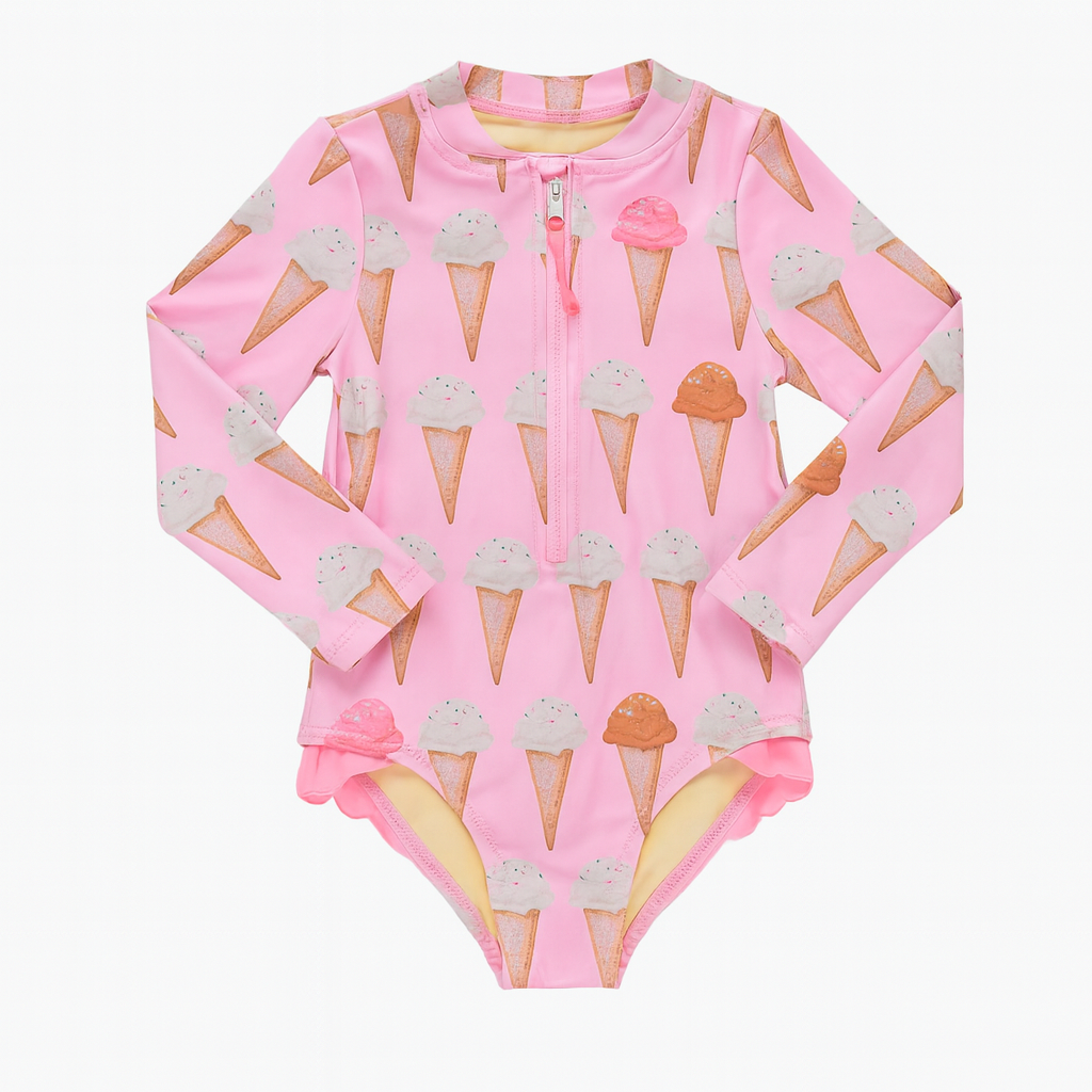 Girls Arden L/S Suit -Neapolitan Ice Cream Cones ملابس سباحة