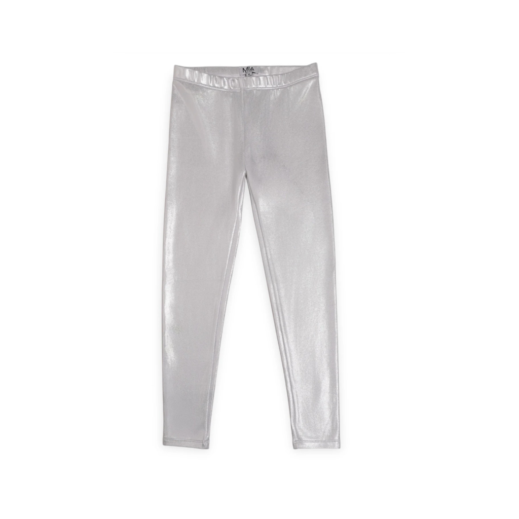 Silver Metallic Leggings بنطلون لون فضي