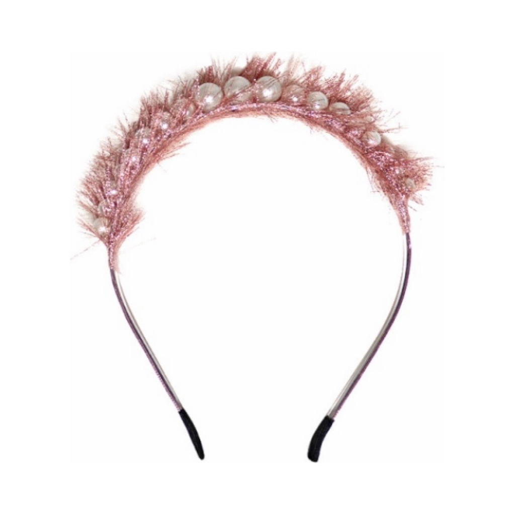 Sparkle Pearl Headband -Rose تاج لون وردي
