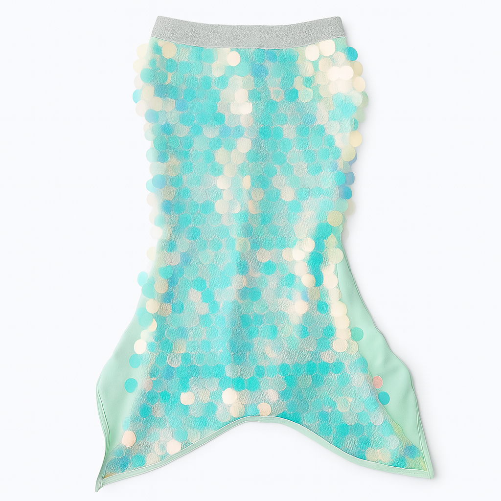 Mint Paillette Sequin Mermaid Tail Cover Up تنورة سباحة