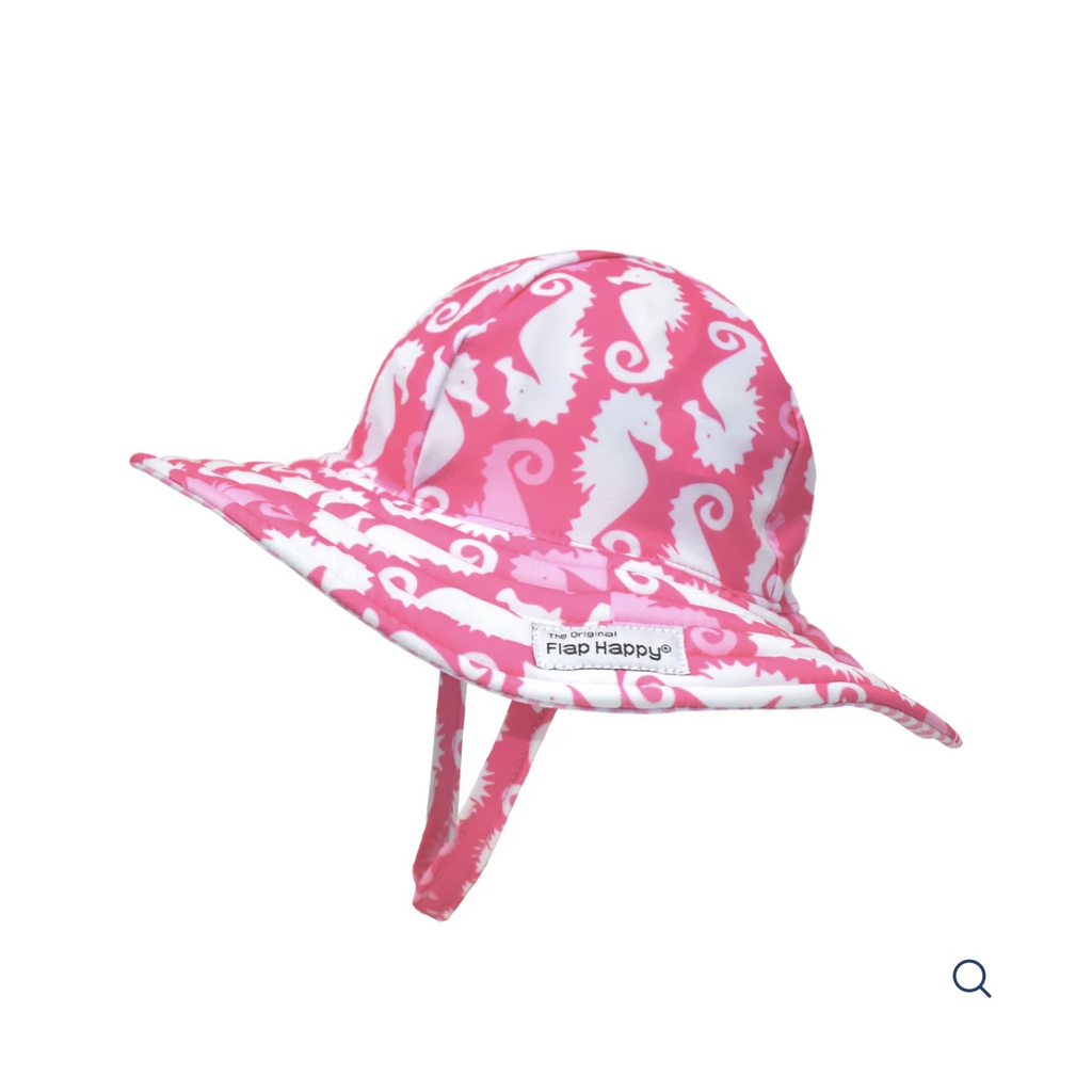 Happy Pink Seahorses Splash Hat قبعة لون وردي
