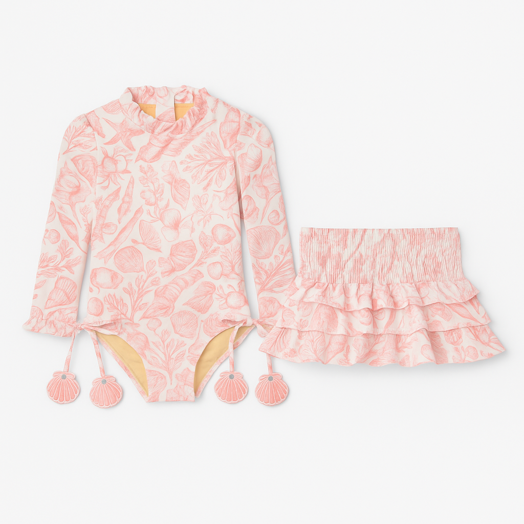 Seaside Toile L/S Swimsuit & Skirt طقم ملابس سباحة