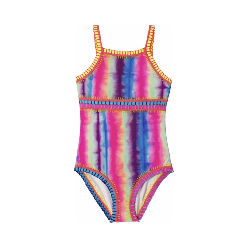 Rainbow Emboroidered High Neck Swimsuit ملابس سباحة