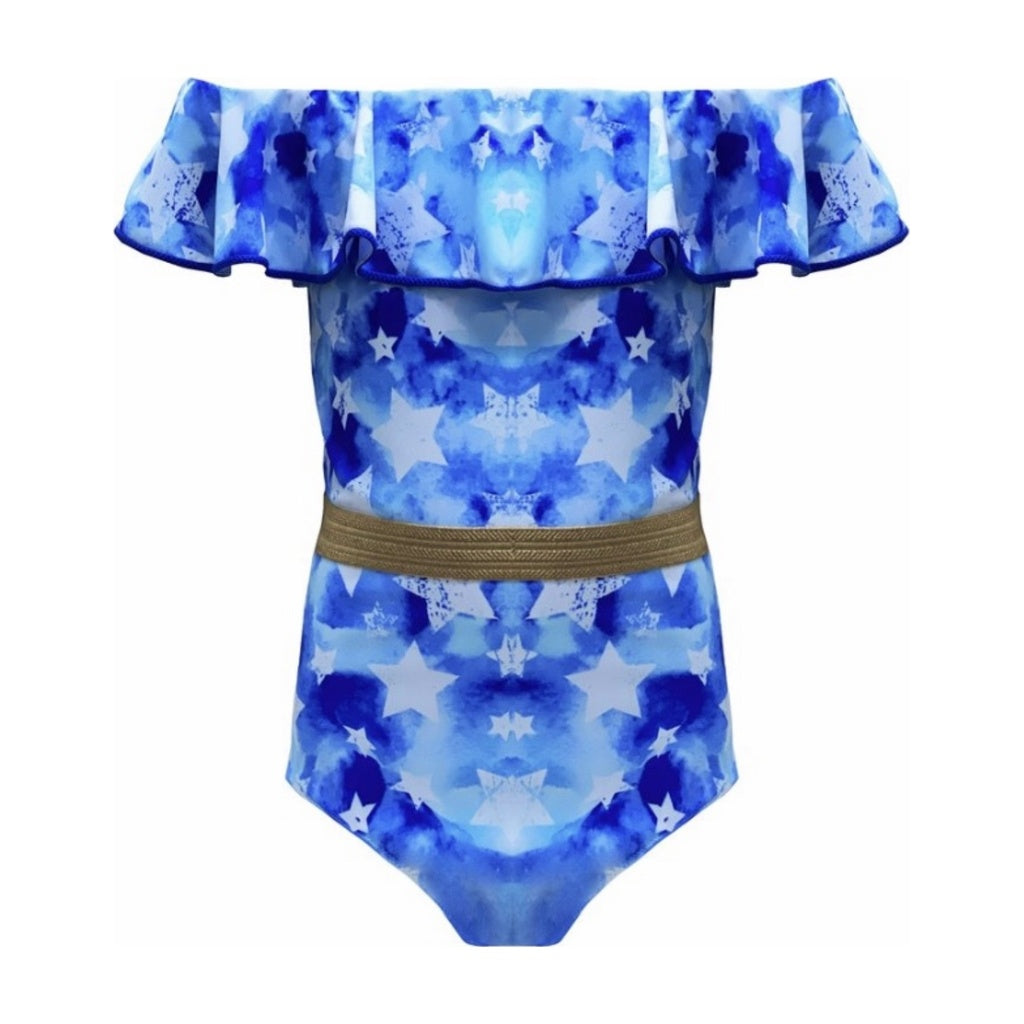 Blue Offshoulder Adults ملابس سباحة