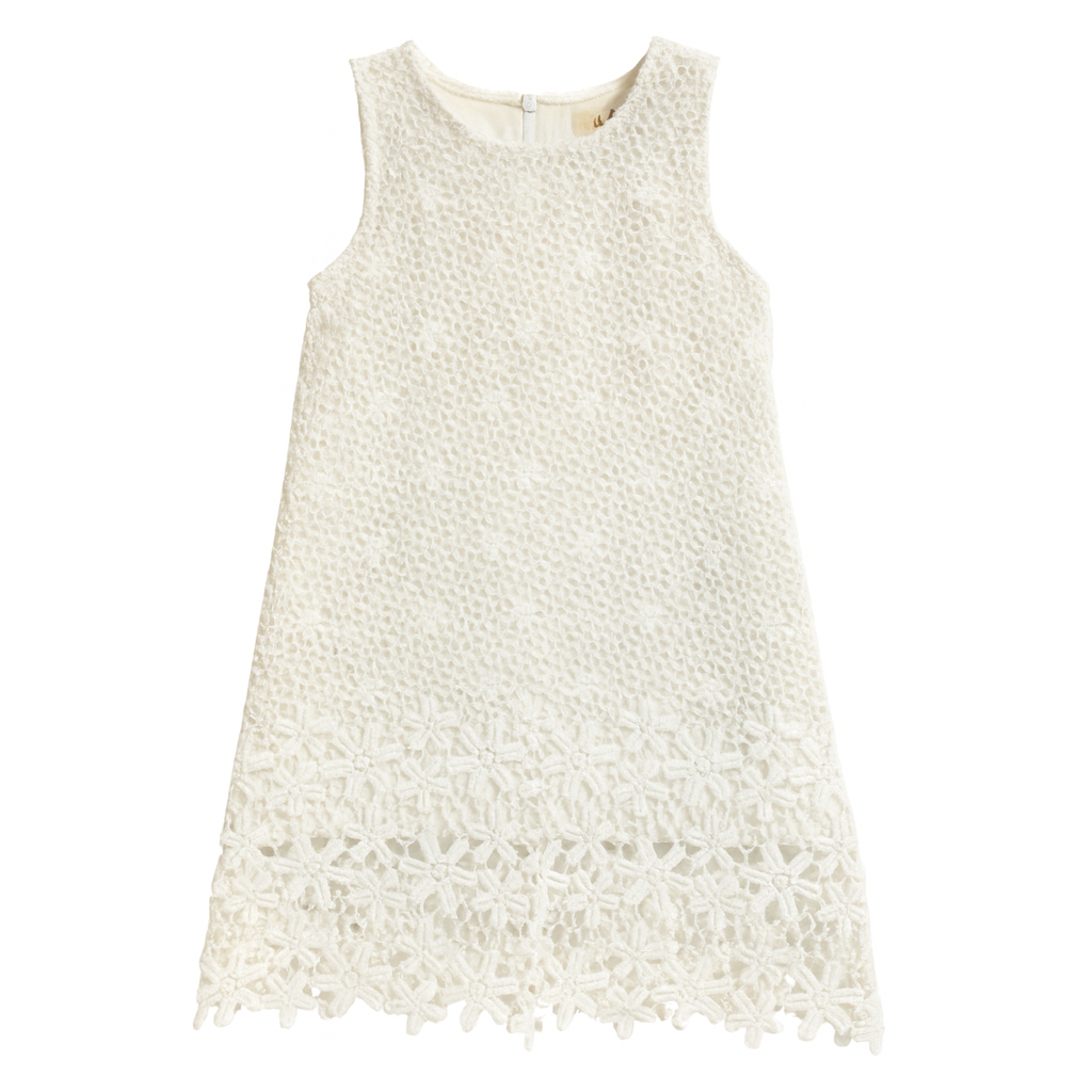 White Slvls Lace Dress With Peekaboo Knee فستان لون أبيض