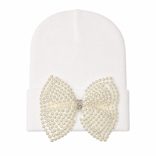 Pearl Bow Hat قبعة مواليد