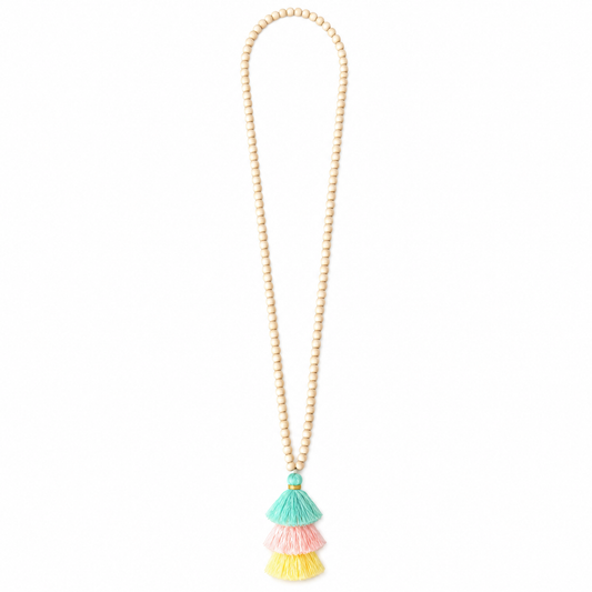 Tassel Wooden Beaded Necklace قلب خرز