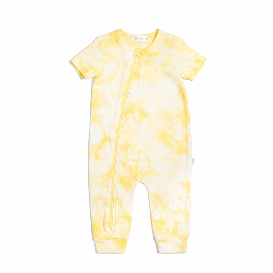 Sunshine Tie Dye Romper جمبسوت لون أصفر