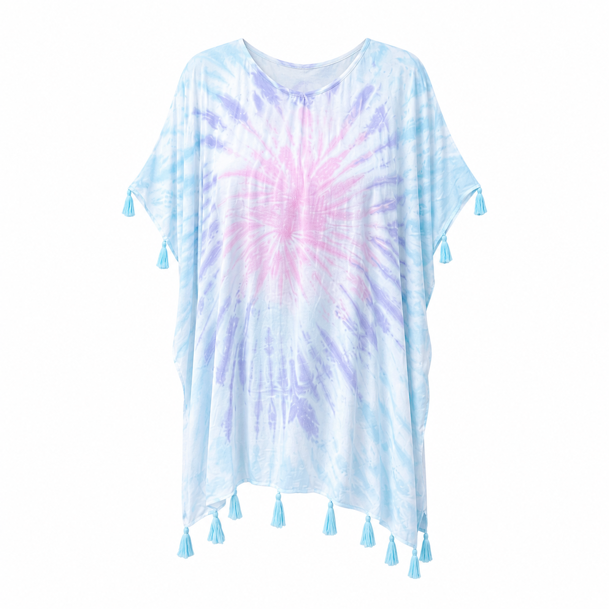 Rayon Tie Dye Cover Up Tassle Tri Color فستان ملون