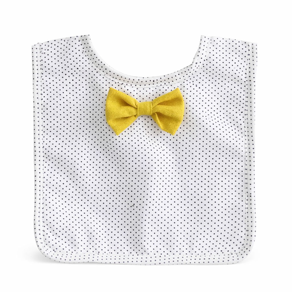 Bow Tie Bib Navy Pinspot مريلة لون آبيض