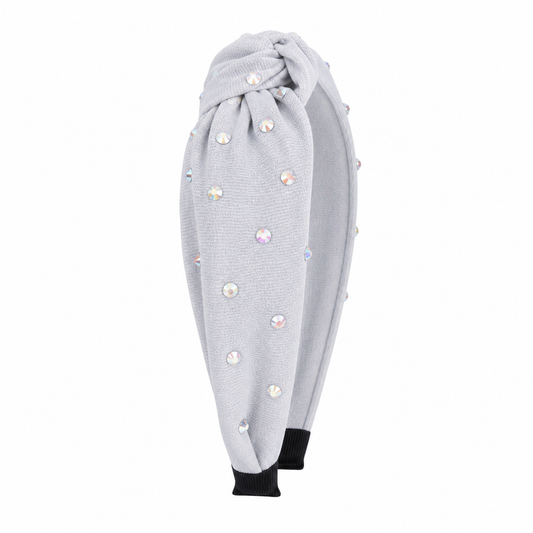 Silver Rhinestone Knot Headband تاج