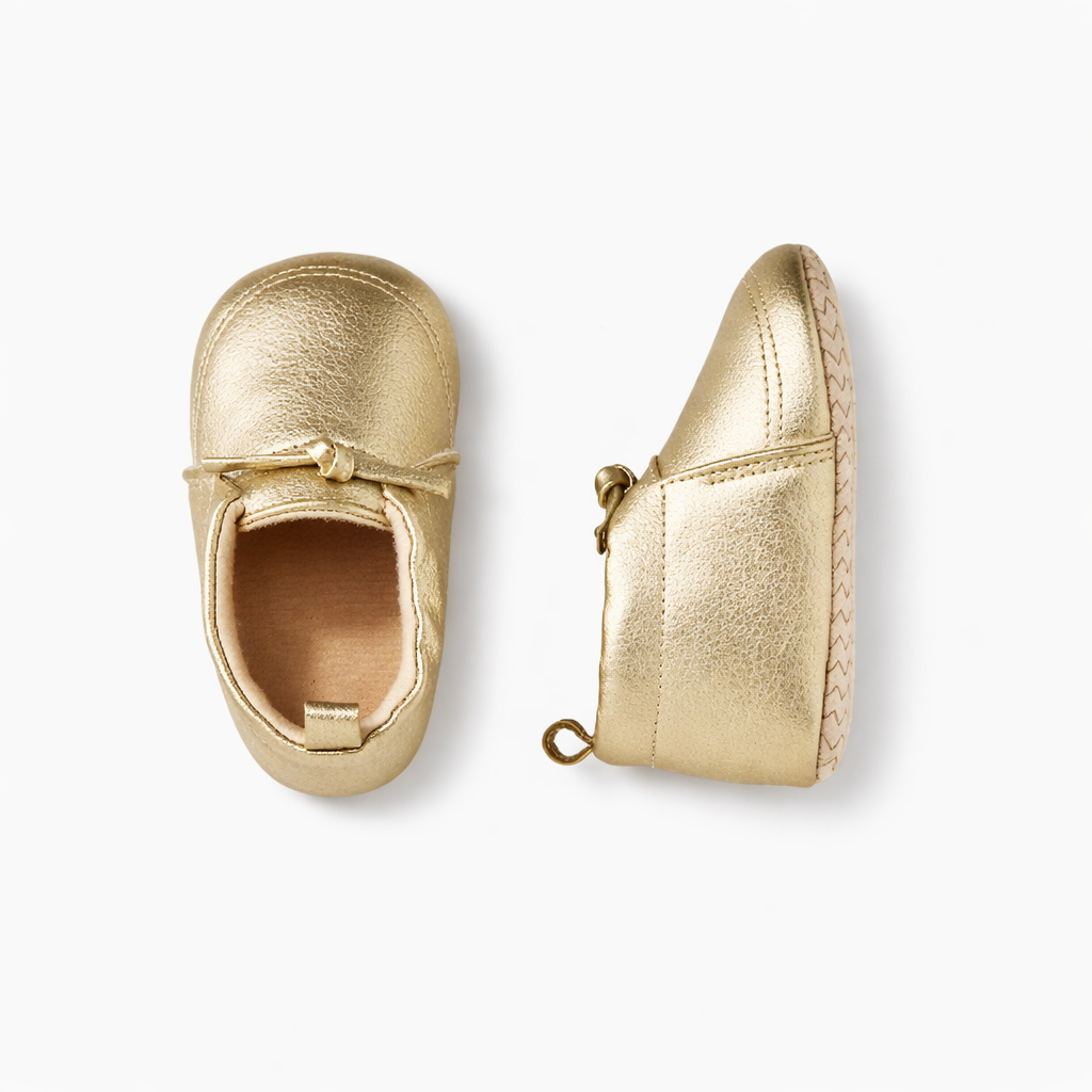 Gold Knot Shoes حذاء مواليد لون ذهبي