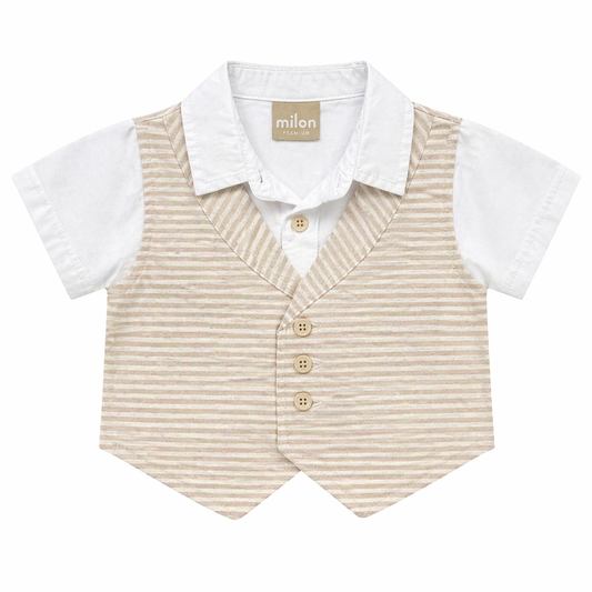 Baby Boy Vest shirt with short Set طقم مولود ولد