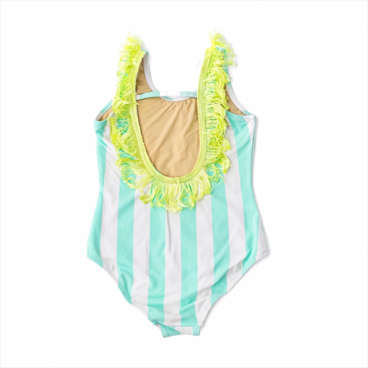Palm Strip Sequin Fringe Back Swimsuit ملابس سباحة