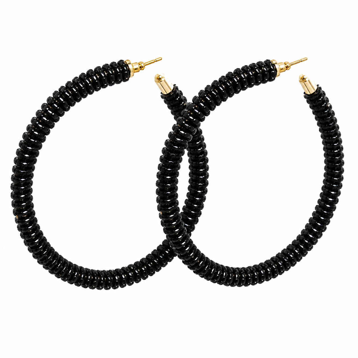 Black Twinkle Hoobs Earrings حلق لون أسود
