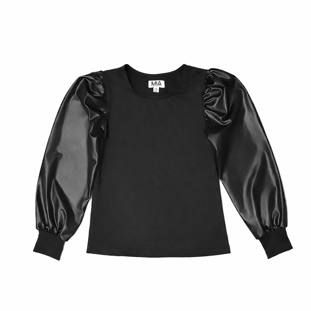 METALLIC L/S Top Black بلوزة كم طويل