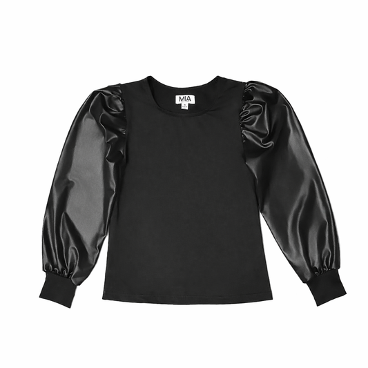 METALLIC L/S Top Black بلوزة كم طويل