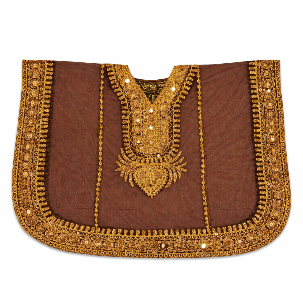Brown Thoub With Gold Zari ثوب لون بني