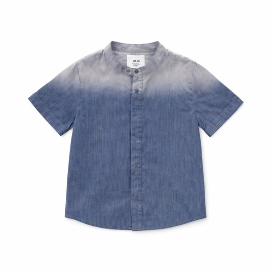 Blue Button Up Shirt & Short طقم أولاد