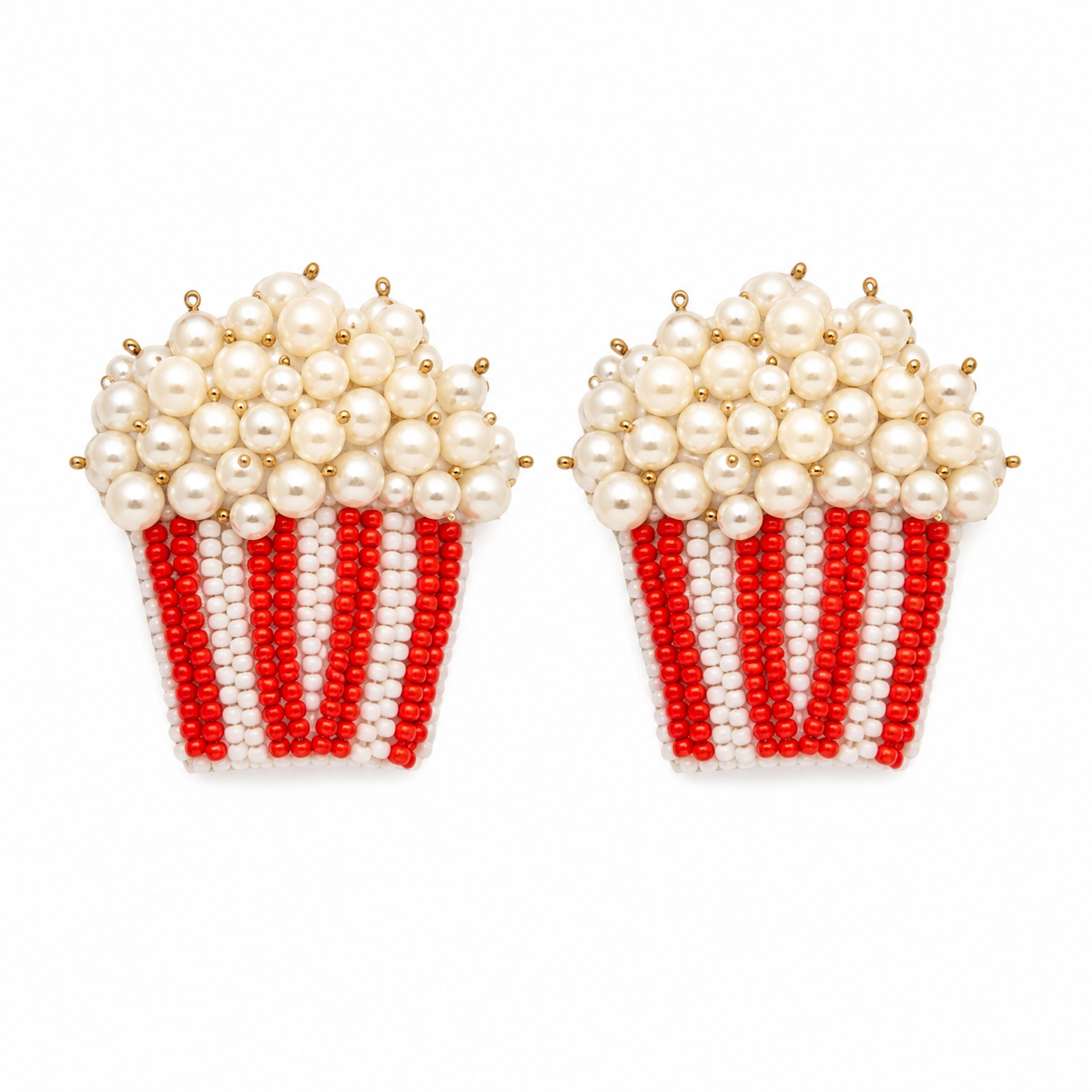 Popcorn Earrings حلق لون أبيض وأحمر