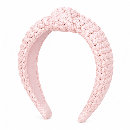 Raffia Knot Pink Rattan Headband تاج