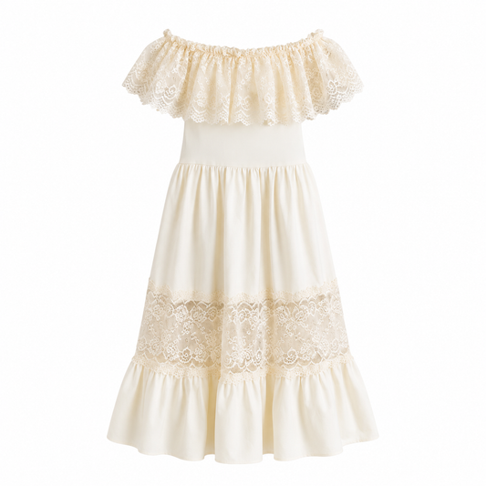Clara Cotton & Lace Flutter Maxi Dress