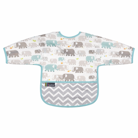 Elephants Long Sleeves Bib مريلة نايلون