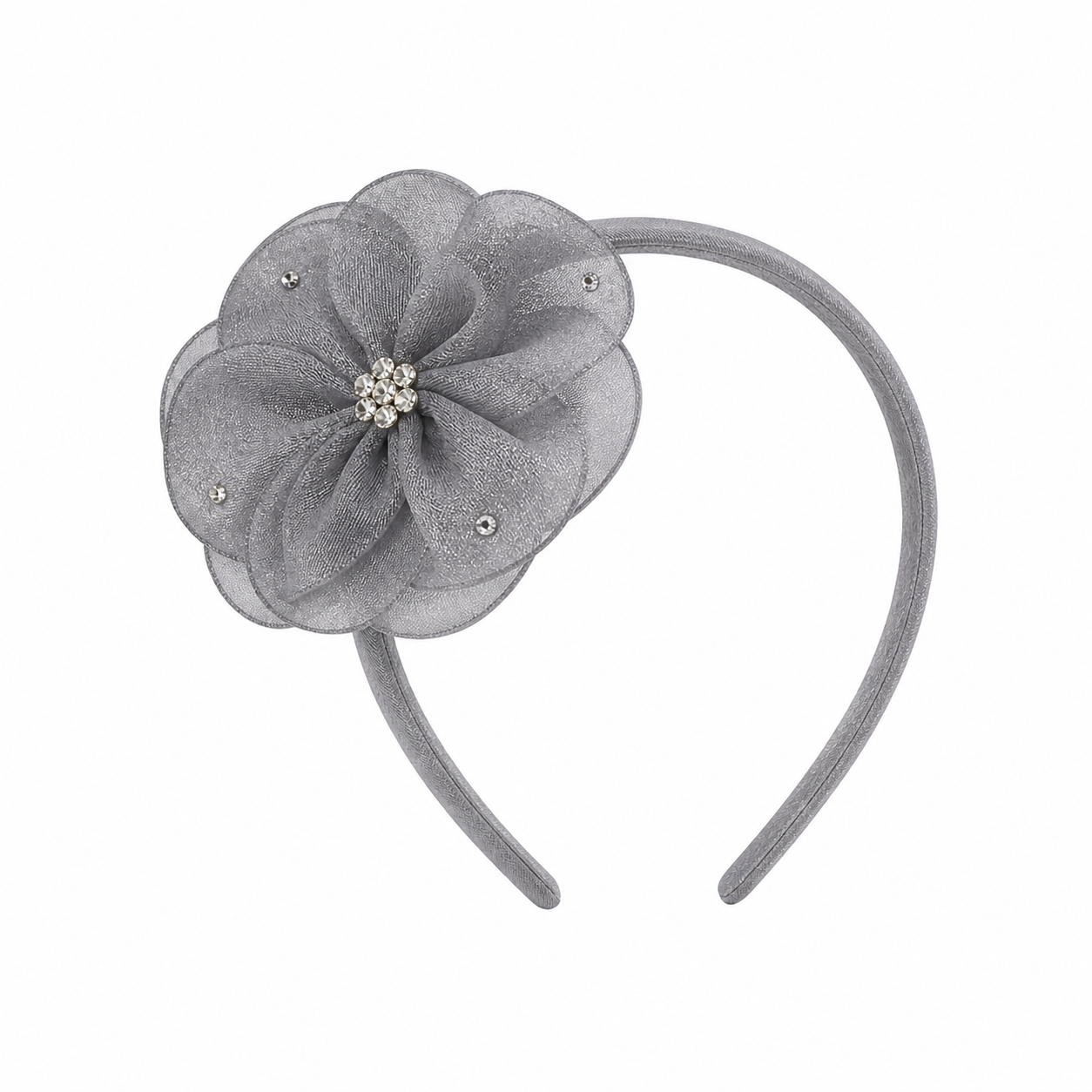 Sheer Shimmer Flower On Headband Grey تاج