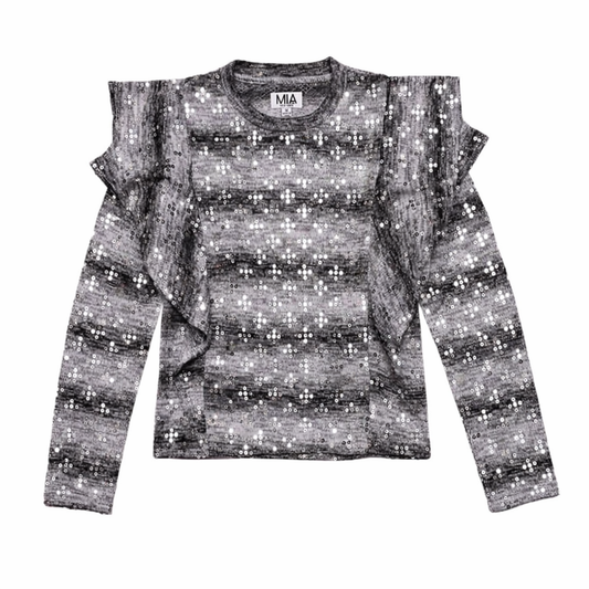 Ruffle Sweater Heather Gray بلوزه رمادية
