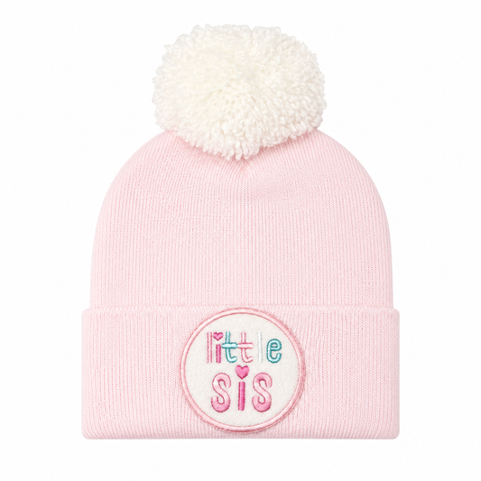 Pink Little Sis Pom Hat قبعة مواليد
