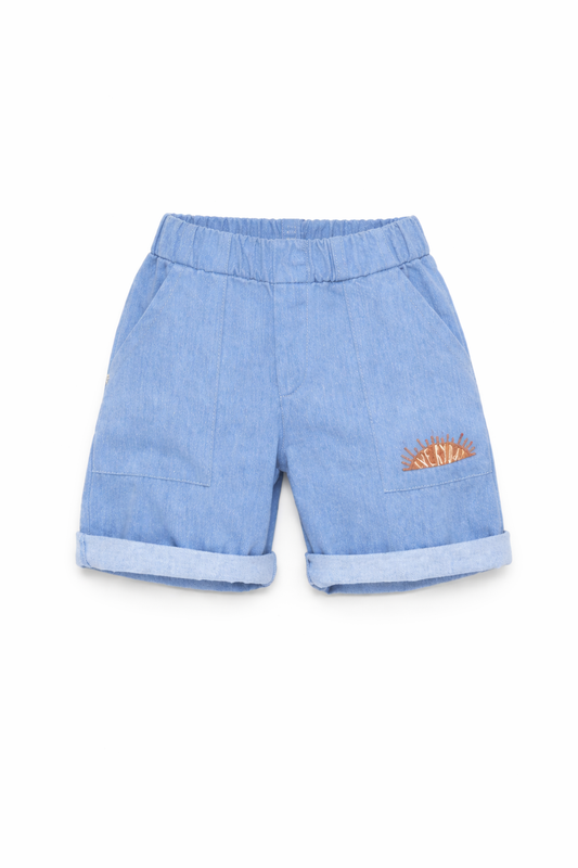 LIGHT BLUE DENIM SHORT شورت جينز