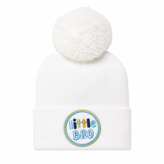 White Little Bro Pom Hat  قبعة مواليد