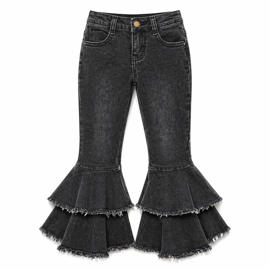 Ruffle End Dark Jeans جينز أسود